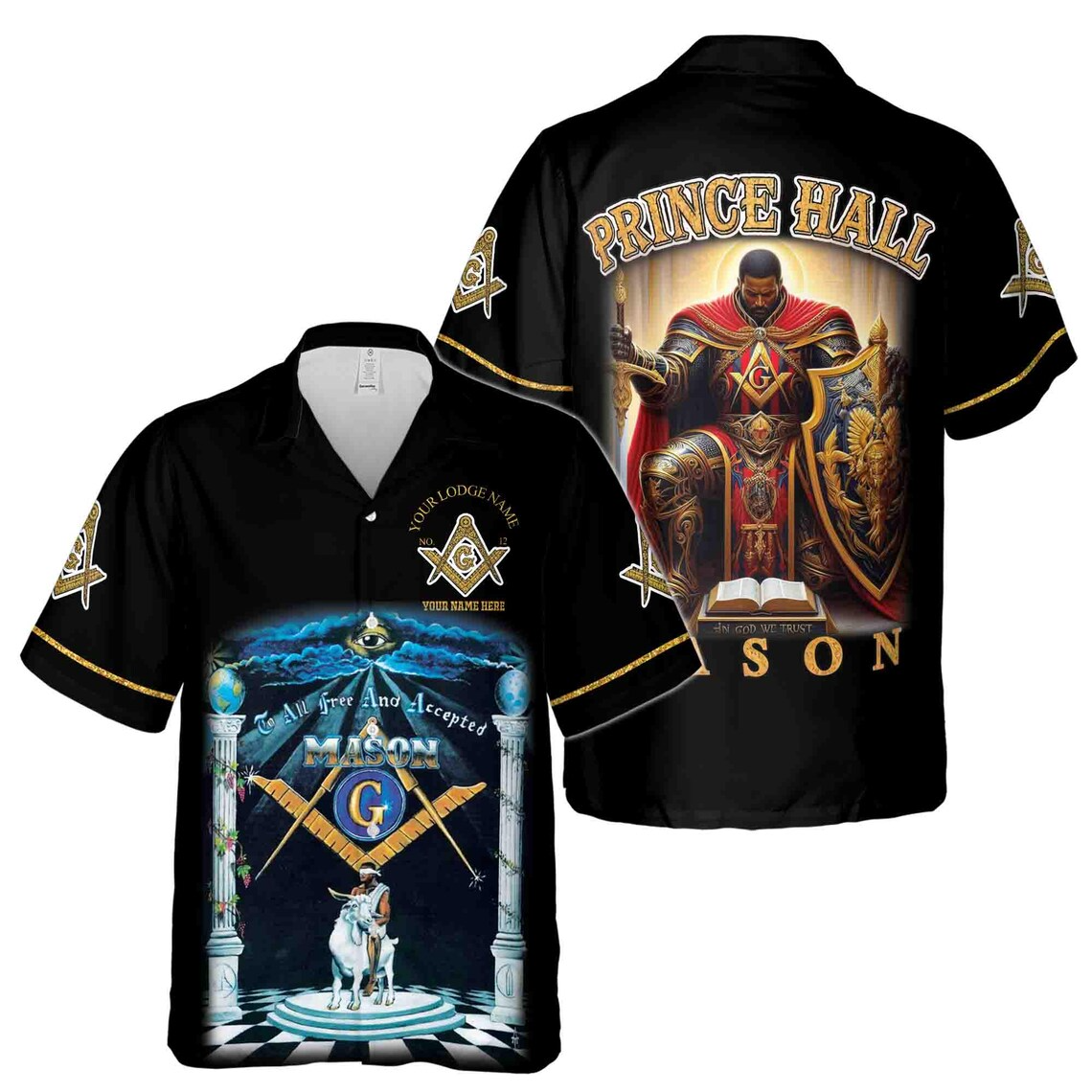 Customize Name Riding The Goat F&AM Prince Hall Mason Hawaiian Shirt (S-5XL)