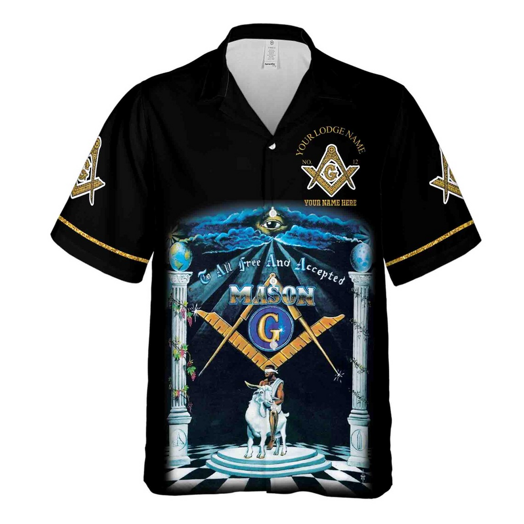 Customize Name Riding The Goat F&AM Prince Hall Mason Hawaiian Shirt (S-5XL)