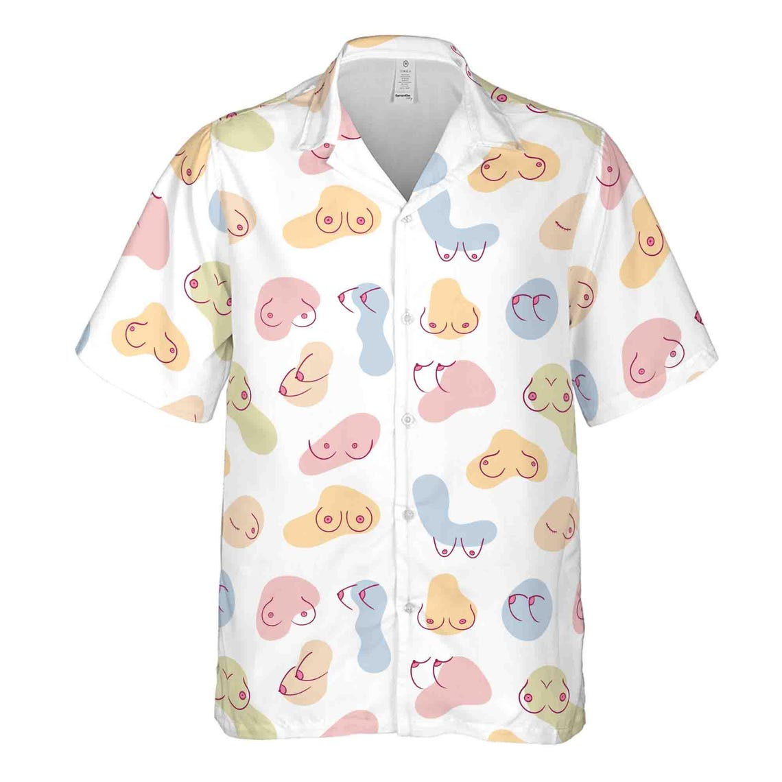 Funny Ladies Chest Pastel Hawaiian Shirts Size (S-5XL) for Men and Women