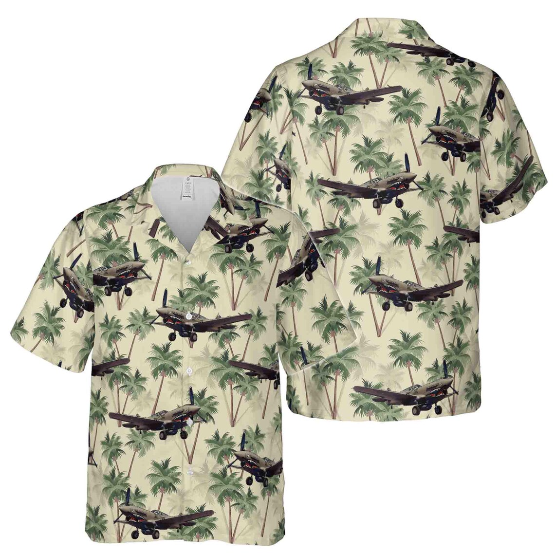 Retro Airplane Hawaii Palm Tree Hawaiian Shirts (S-5XL)