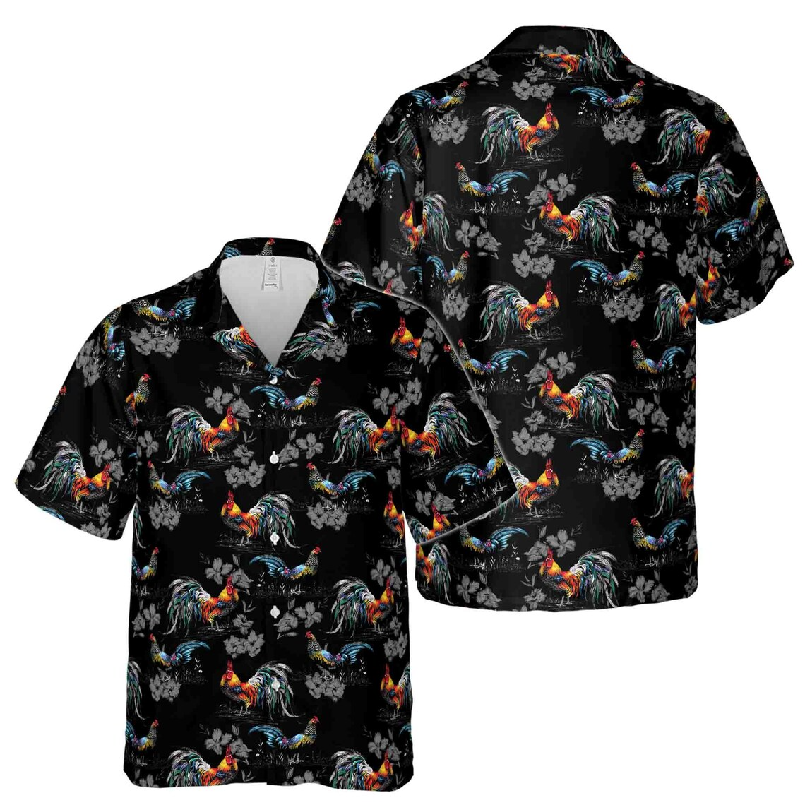 Rooster Chicken Flowers Lover Retro Vintage Hawaiian Shirts (S-5XL)