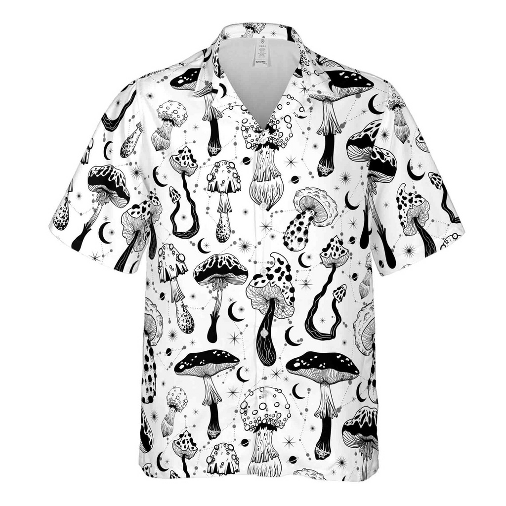 Black And White Casual Mushroom Hawaiian Shirts (S-5XL)