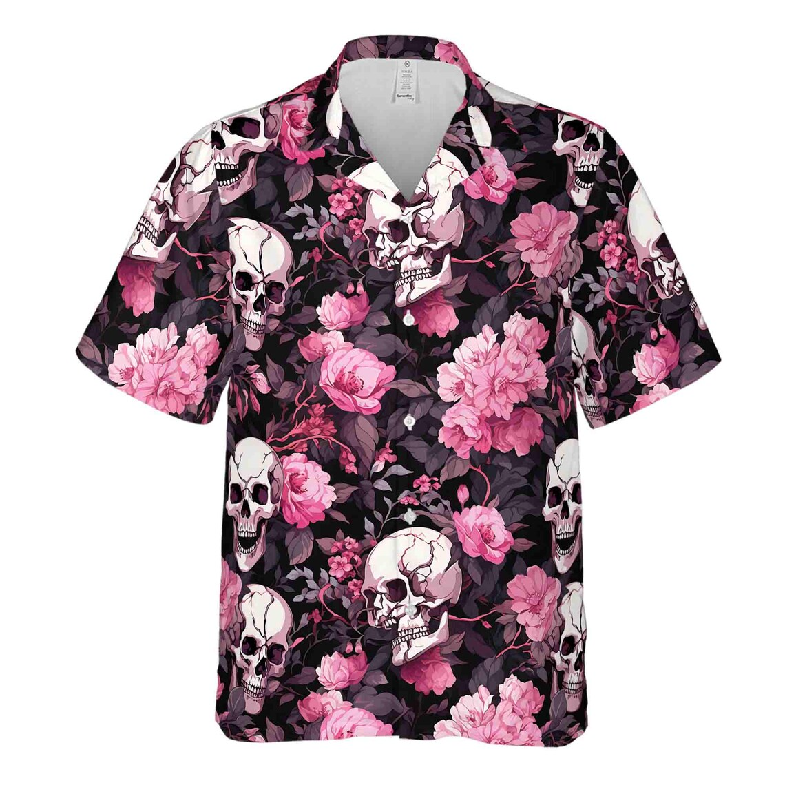 Colorful Ghostly Skull Flower Pattern Hawaiian Shirts (S-5XL)
