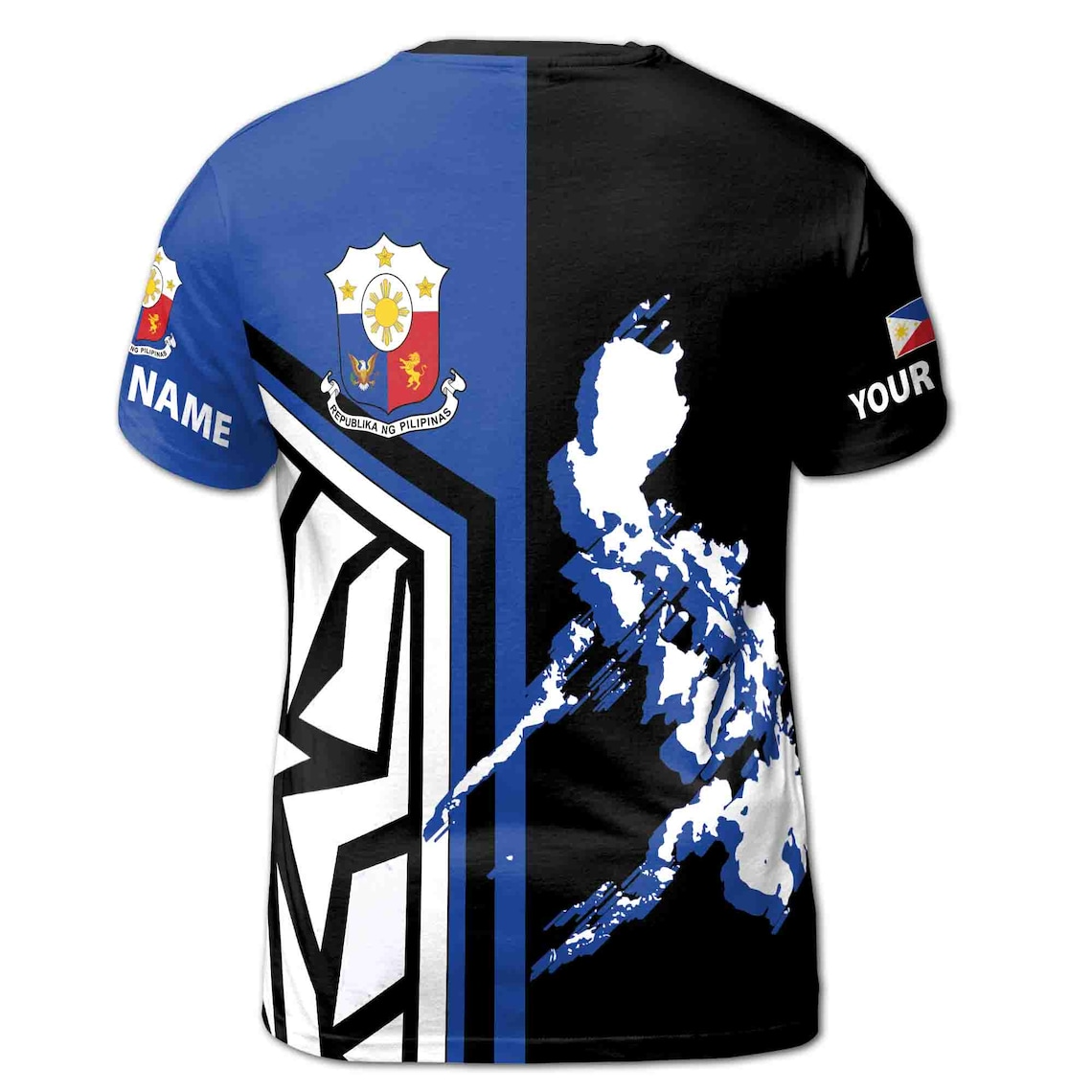 Custom Name Philippine Flag and Map Design Unisex 3D T-Shirt S-5XL