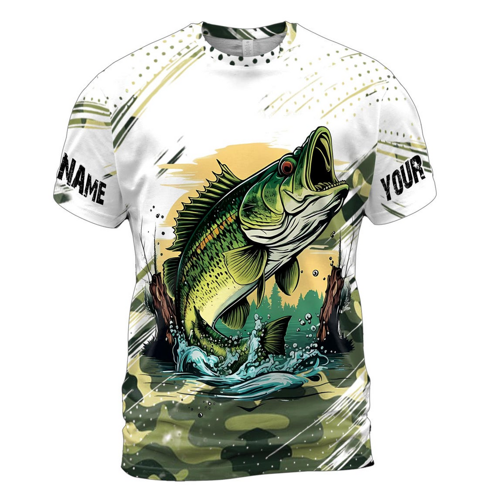 Customized Bass Fish 3D T-Shirt: Bold Design