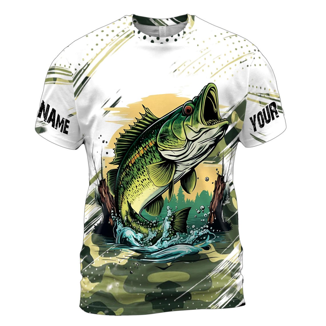 Customized Bass Fish 3D T-Shirt: Bold Design