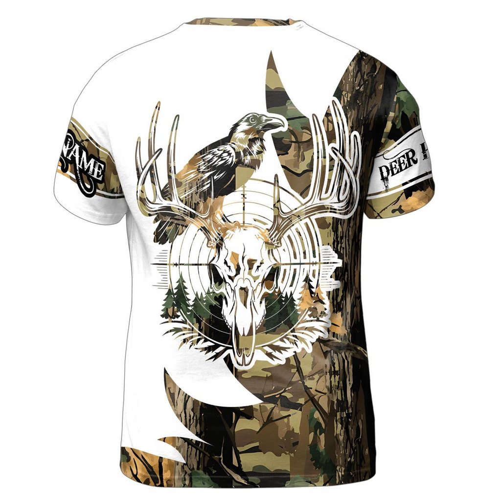 Customized Hunting with Stag Head Design Hunting 3D T-Shirt S-5XL