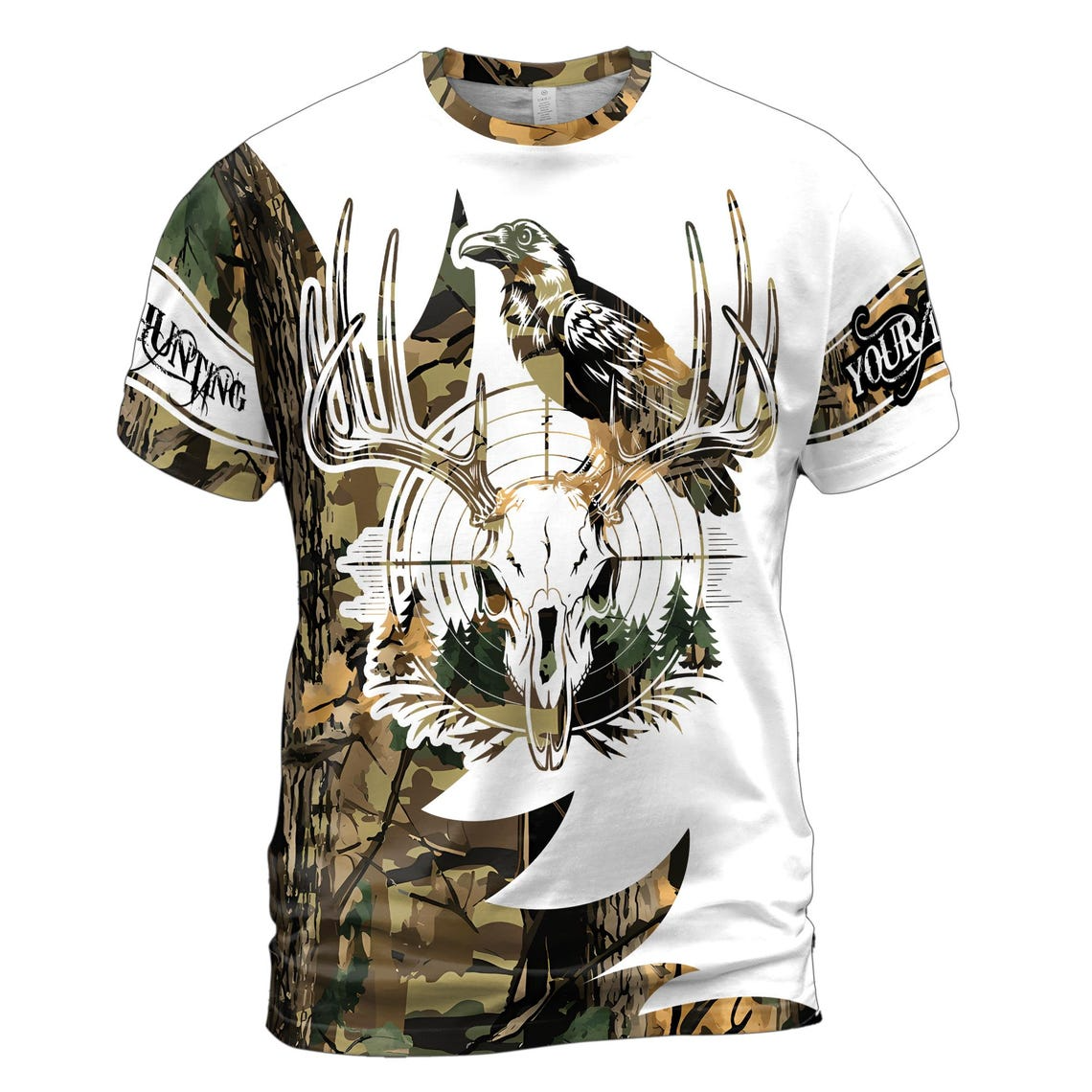 Customized Hunting with Stag Head Design Hunting 3D T-Shirt S-5XL