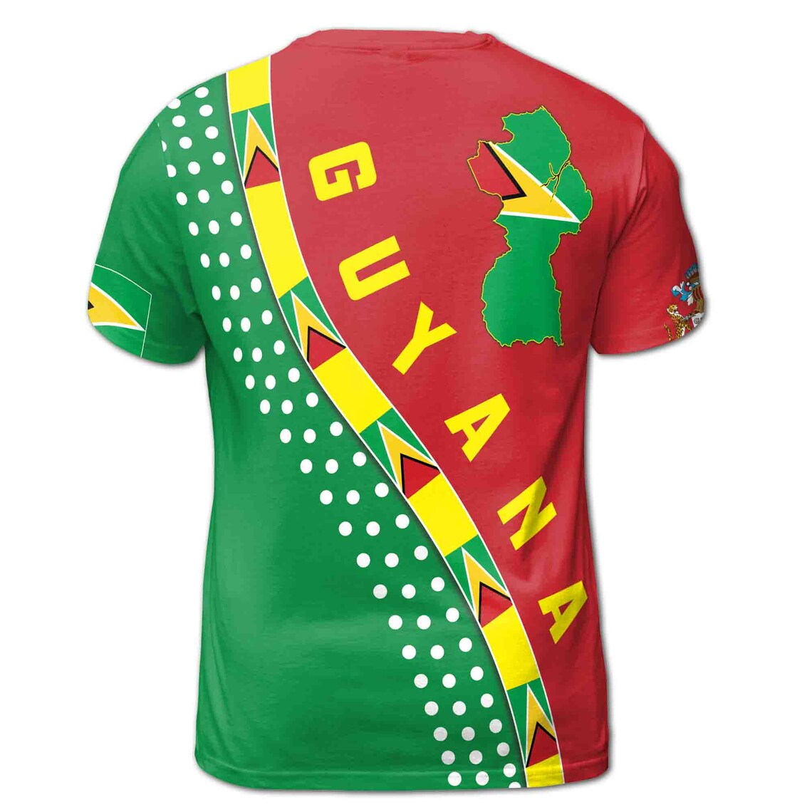 Custom Name Guyana Map Design Patriotic Unisex 3D T-Shirt S-5XL