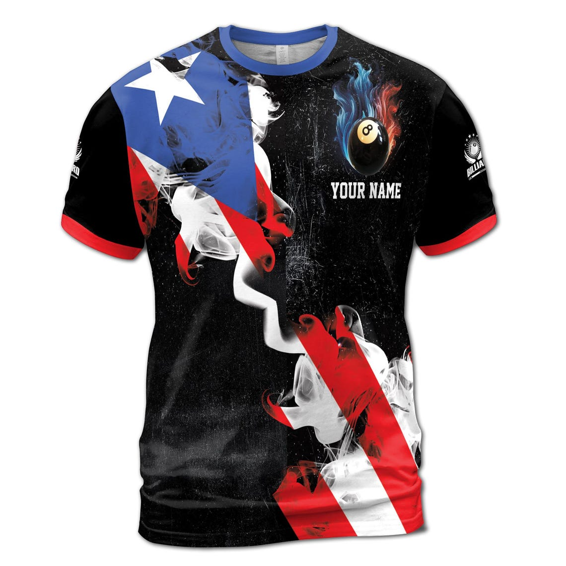 Custom Name Billiard with 8 Ball America Texas Flag Men's 3D T-Shirt S-5XL