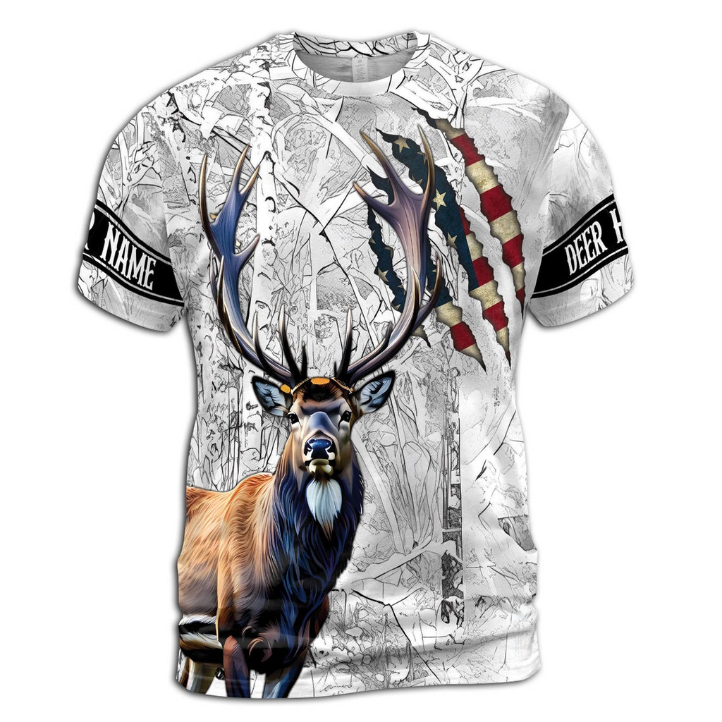 Custom Name Hunting Season America Deer Hunting Men's 3D T-Shirt S-5XL