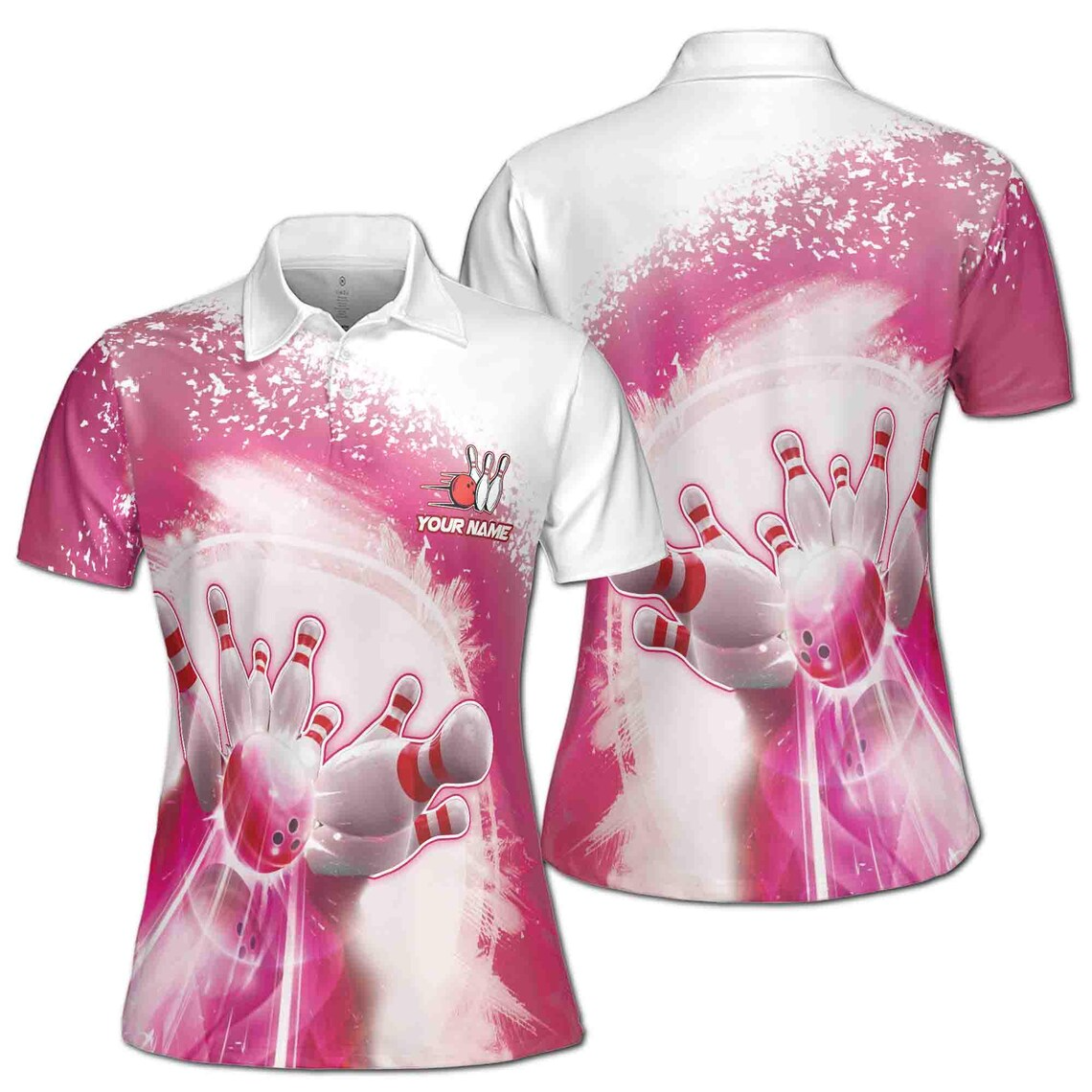 Custom Name Pink Flamingo Swing Swear Drink Repeat Golf Women's Polo Shirt (S-5XL)