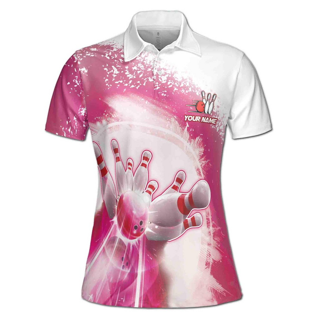 Custom Name Pink Flamingo Swing Swear Drink Repeat Golf Women's Polo Shirt (S-5XL)