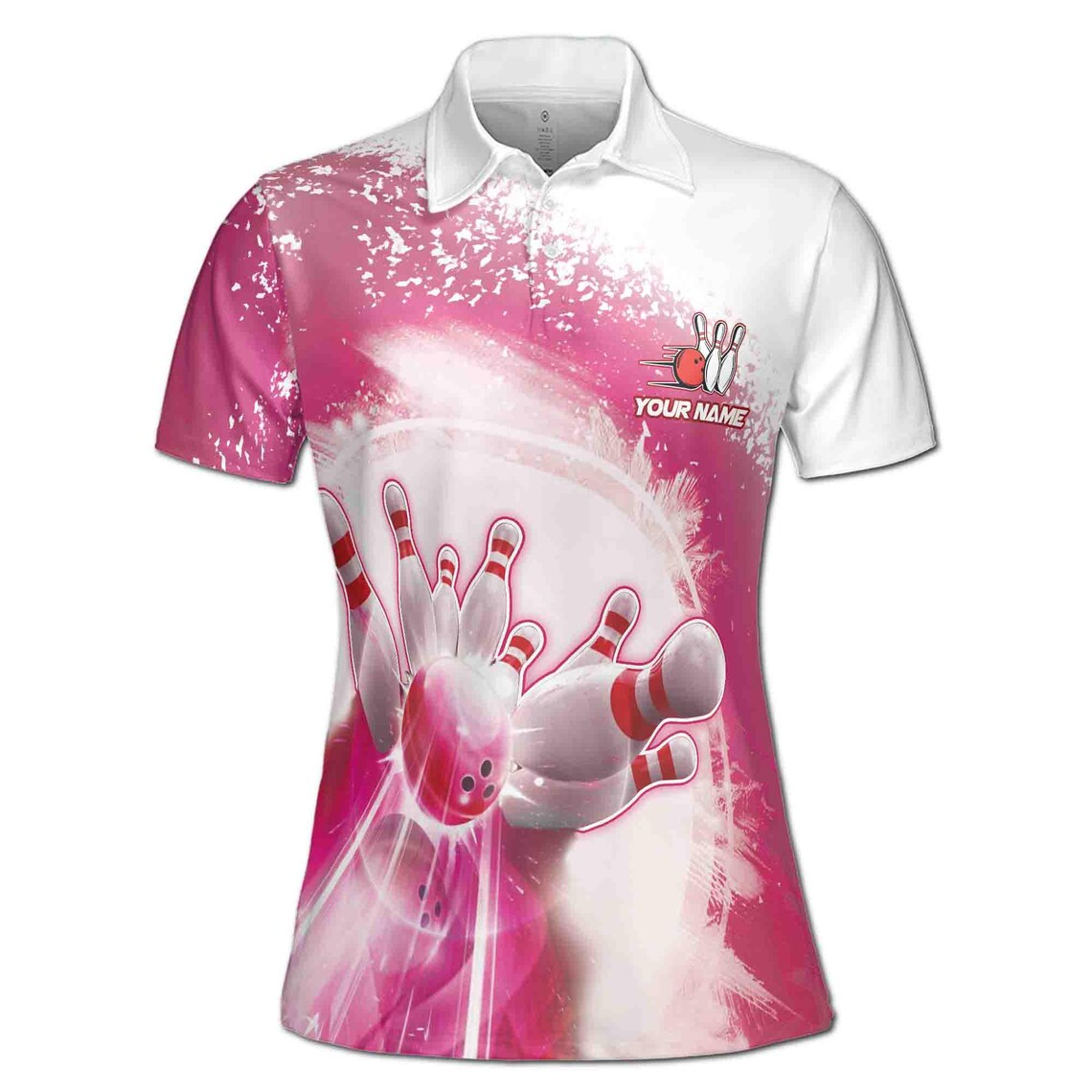 Custom Name Pink Flamingo Swing Swear Drink Repeat Golf Women's Polo Shirt (S-5XL)