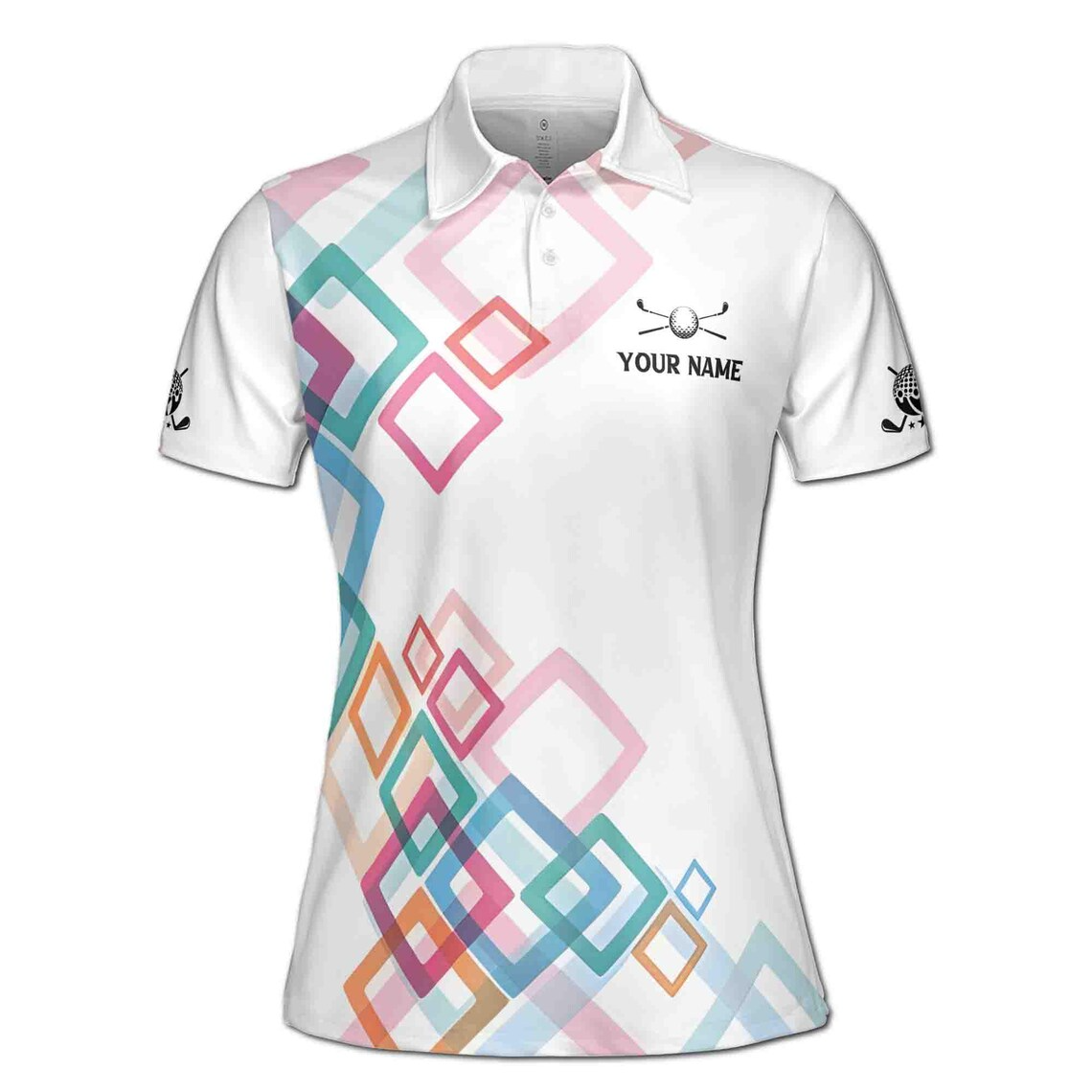 Customized Name Lady Playing Golf Women's Polo (S-5XL)