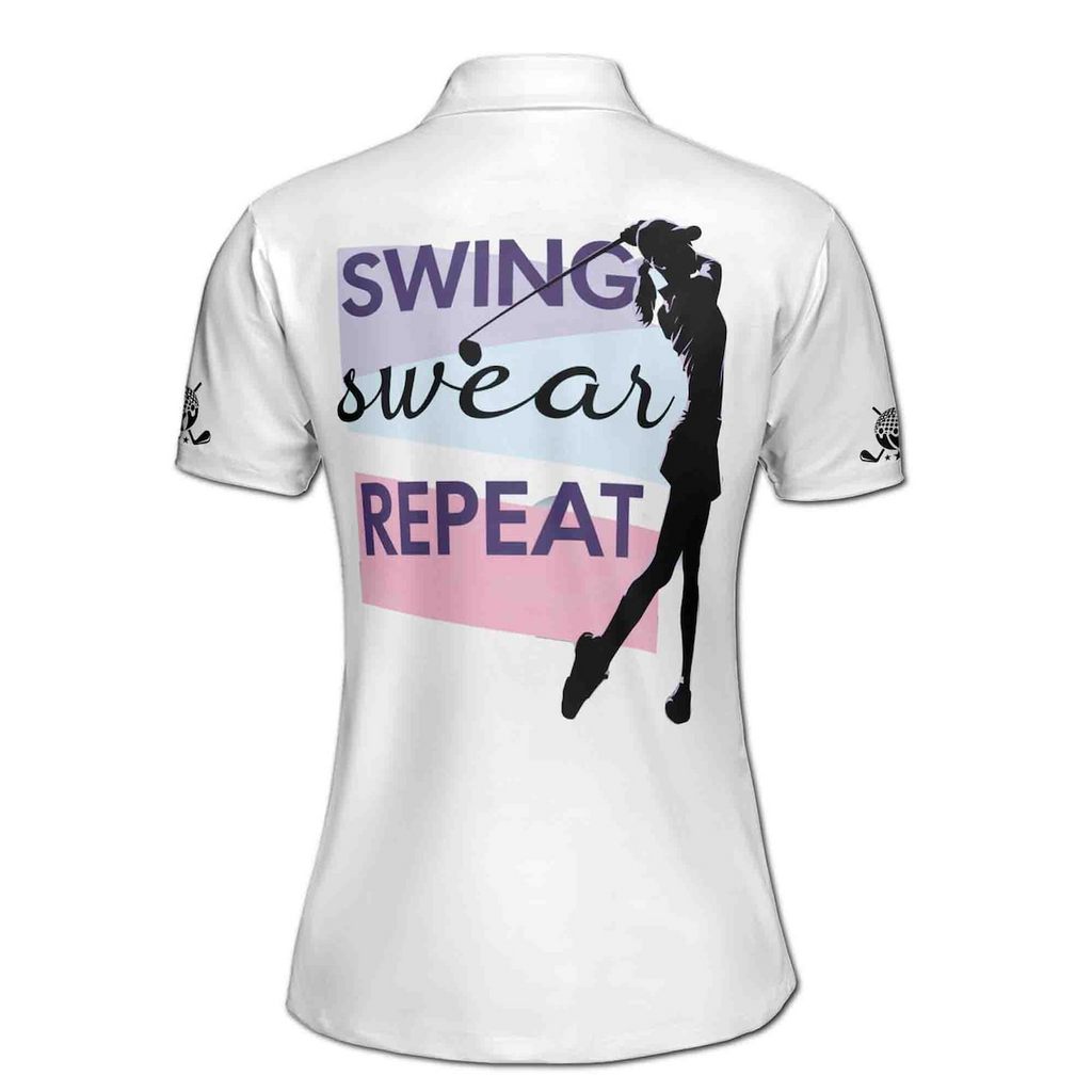 Customized Name Lady Playing Golf Women's Polo (S-5XL)
