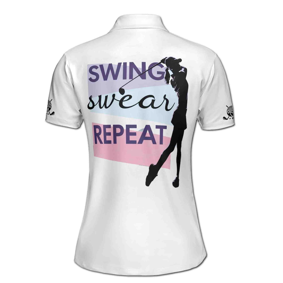 Customized Name Lady Playing Golf Women's Polo (S-5XL)