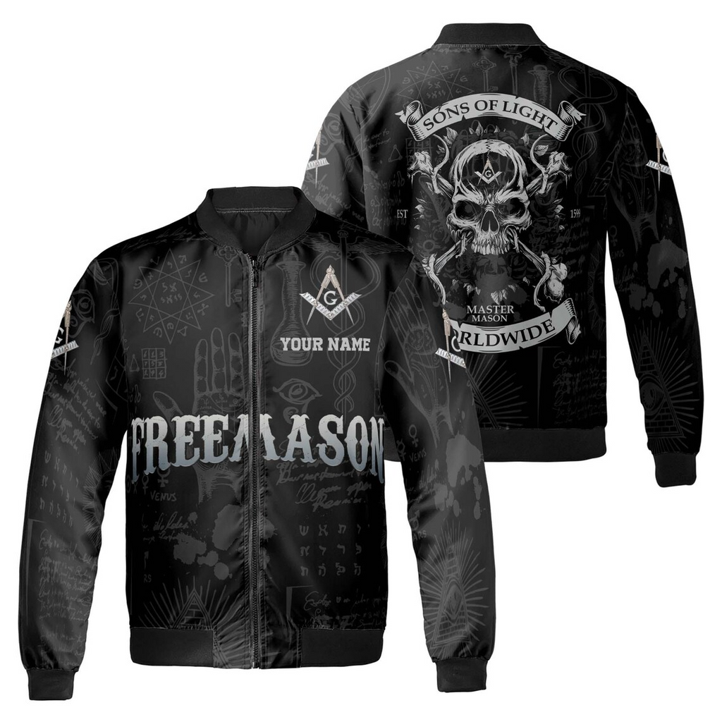 Custom Name Master Mason Sons of The Light Worldwide Bomber Jacket (S-5XL)