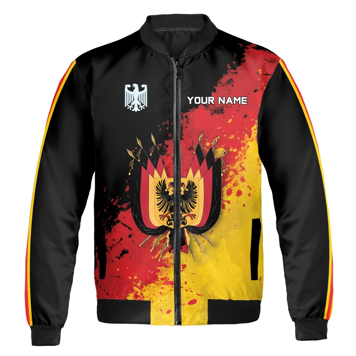Custom Name Germany Flag Patriotic German Eagle Bomber Jacket (S-5XL)