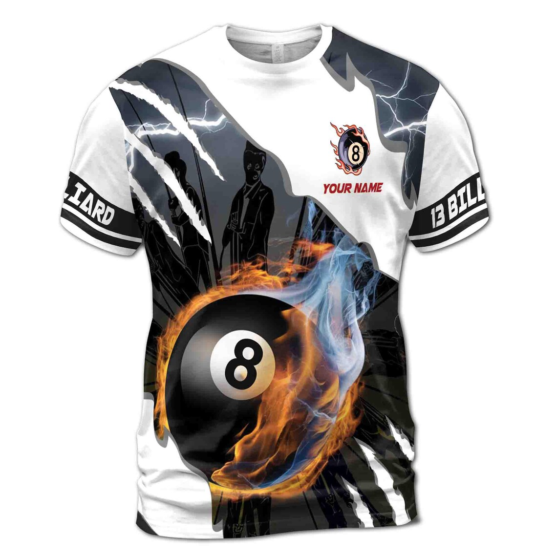 Customized Team Name Billiards 8 Balls 3D T-Shirt S-5XL