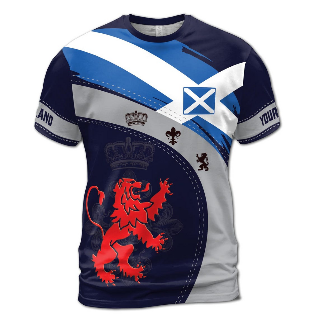 Custom Name Scotland Flag Patriotic Unisex 3D T-Shirt S-5XL