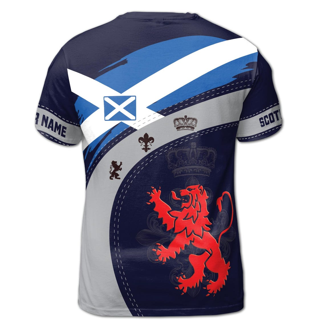 Custom Name Scotland Flag Patriotic Unisex 3D T-Shirt S-5XL