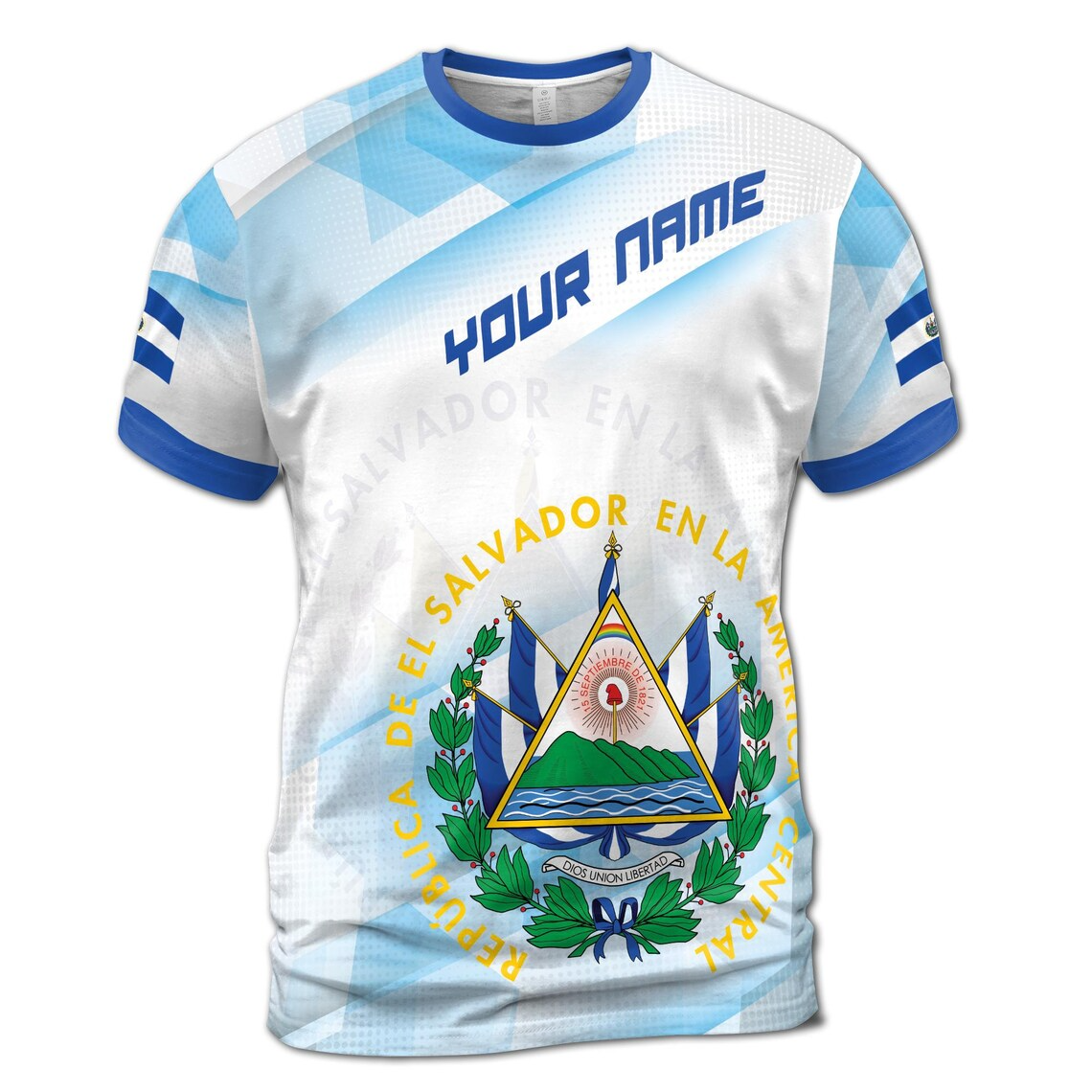 Custom Name El Salvador Flag with Unique Patriotic Unisex 3D T-Shirt S-5XL