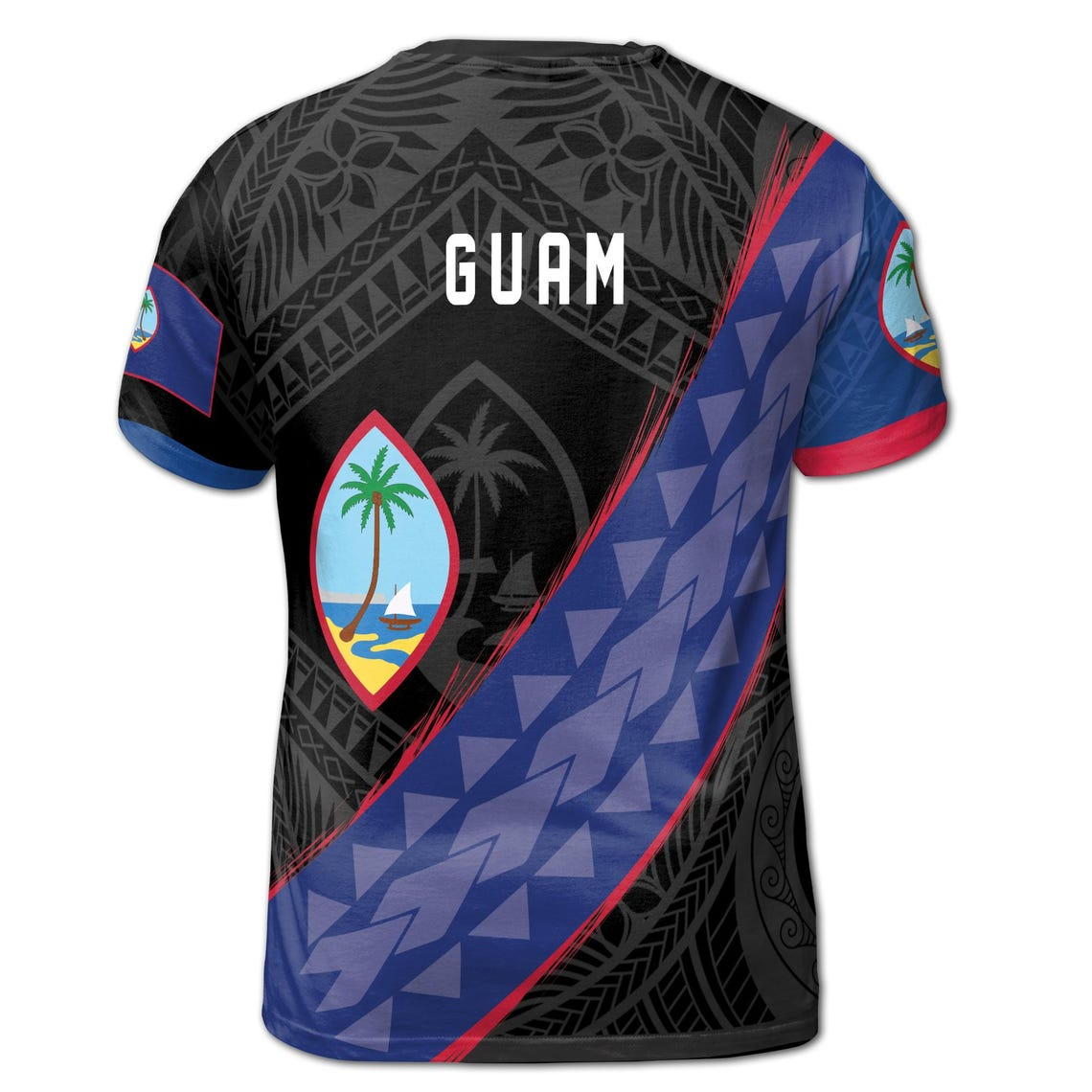 Custom Name Guam Flag with Unique Tribal Tattoo Patterns Unisex 3D T-Shirt (S-5XL)