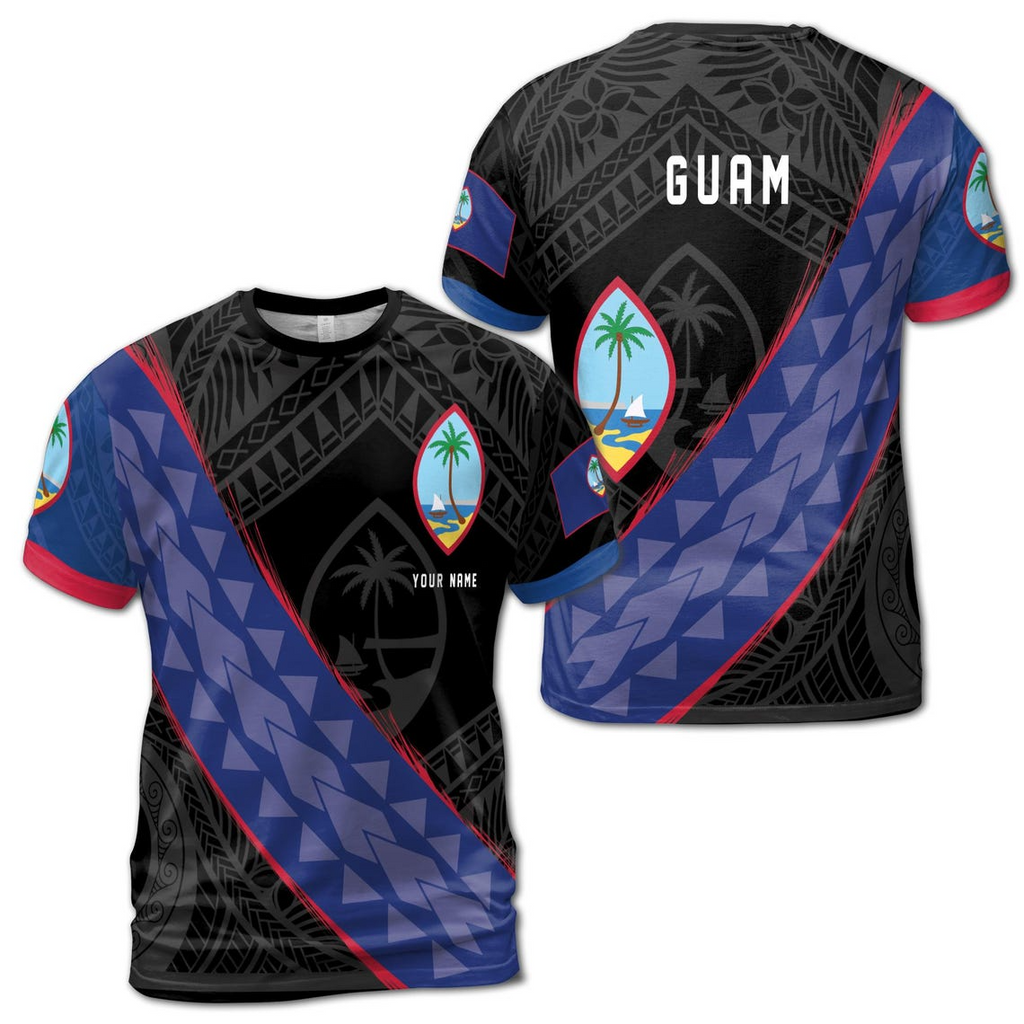 Custom Name Guam Flag with Unique Tribal Tattoo Patterns Unisex 3D T-Shirt (S-5XL)