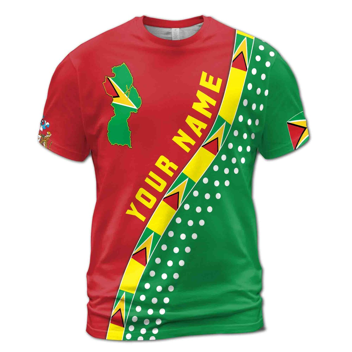 Custom Name Guyana Map Design Patriotic Unisex 3D T-Shirt S-5XL