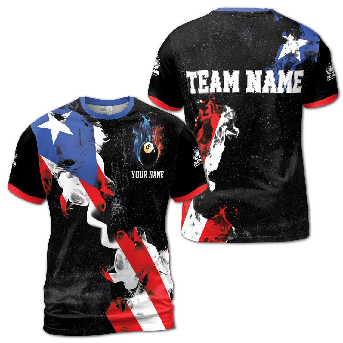 Custom Name Billiard with 8 Ball America Texas Flag Men's 3D T-Shirt S-5XL