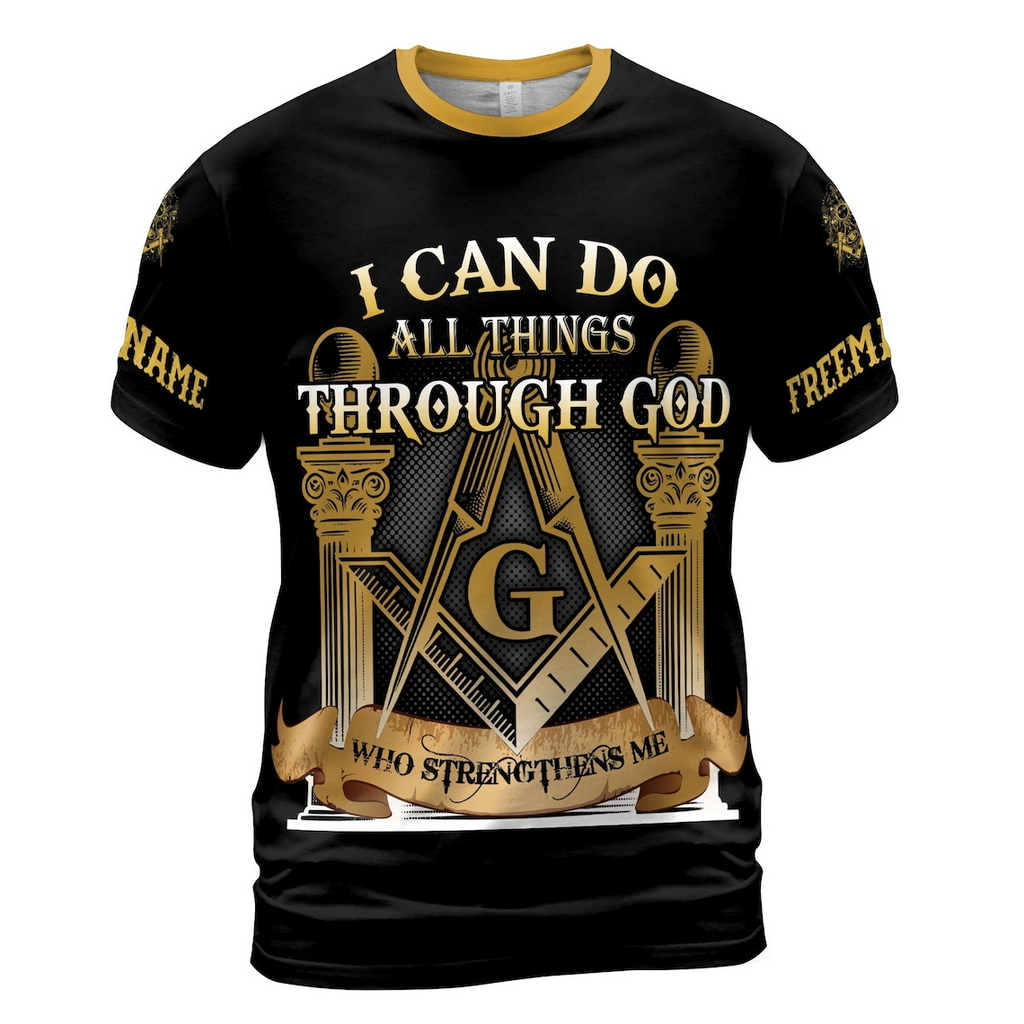 Custom Name Freemason T-Shirt: PHA All Over Print 3D (S-5XL)