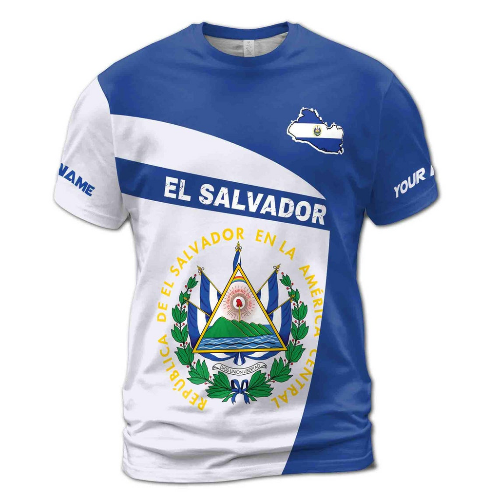 Custom Name Republica De El Salvador Patriotic 3D T-shirt S-5XL