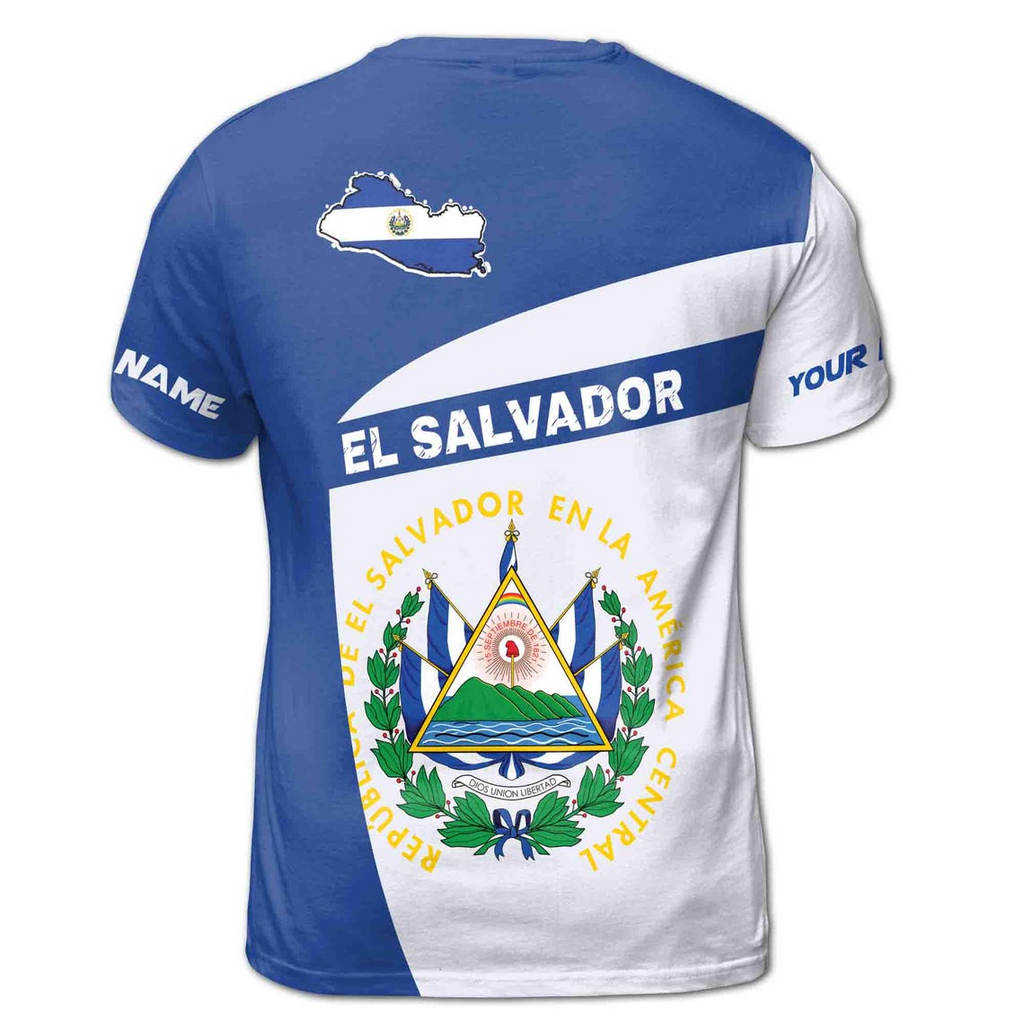 Custom Name Republica De El Salvador Patriotic 3D T-shirt S-5XL