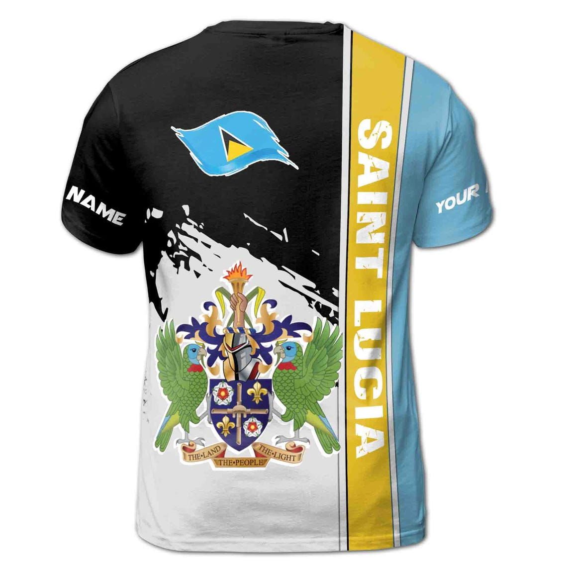Custom Name The Land The People The Light Saint Lucia 3D T-shirt S-5XL