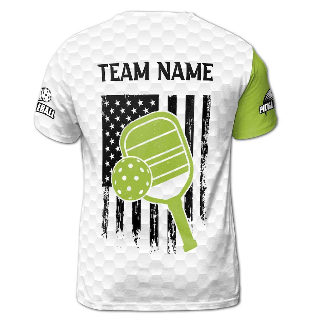 Personalized Name Team America Flag Pickleball Lover Men's 3D T-shirt S-5XL