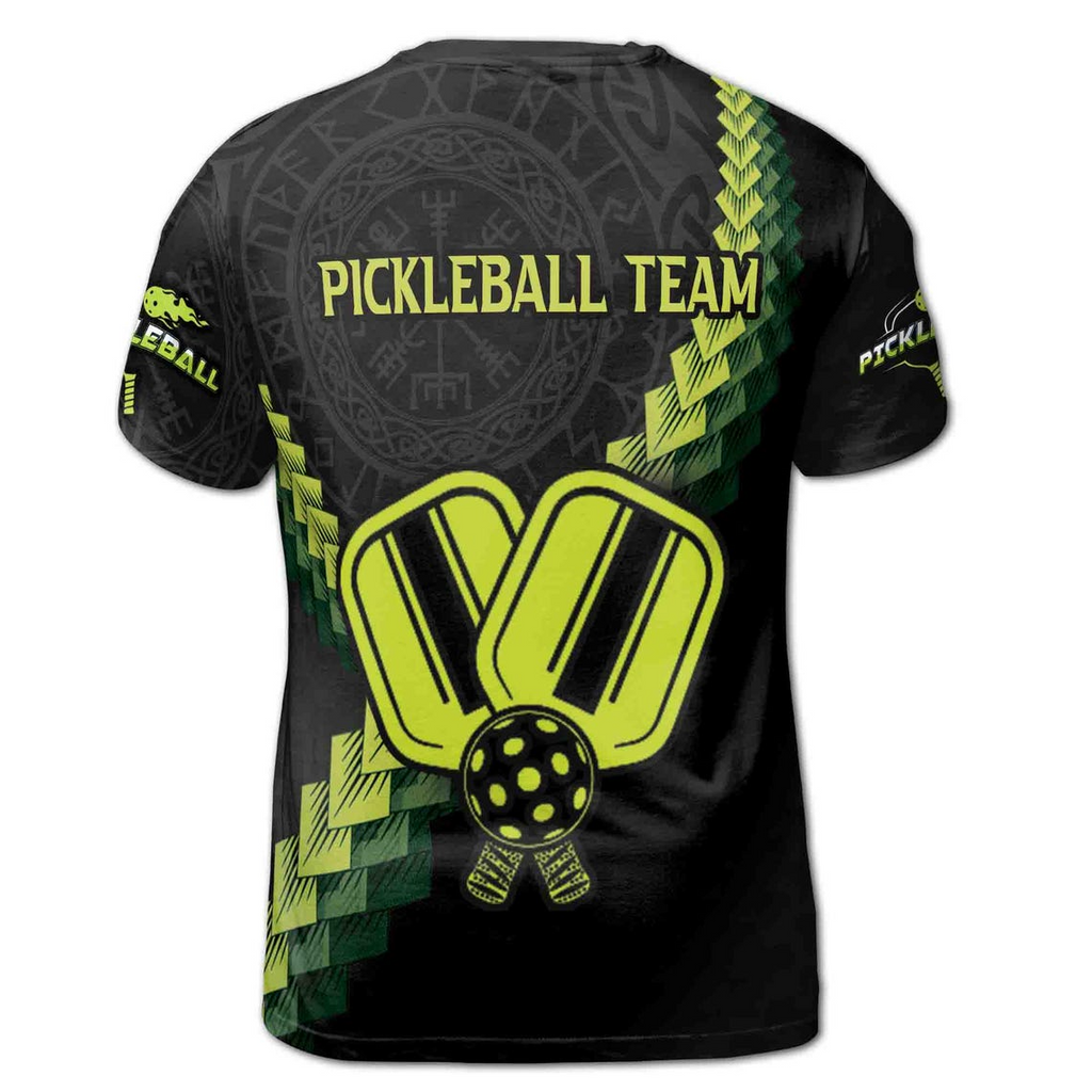 Personalized Name Team Viking Pattern Pickleball Lover 3D T-Shirt S-5XL