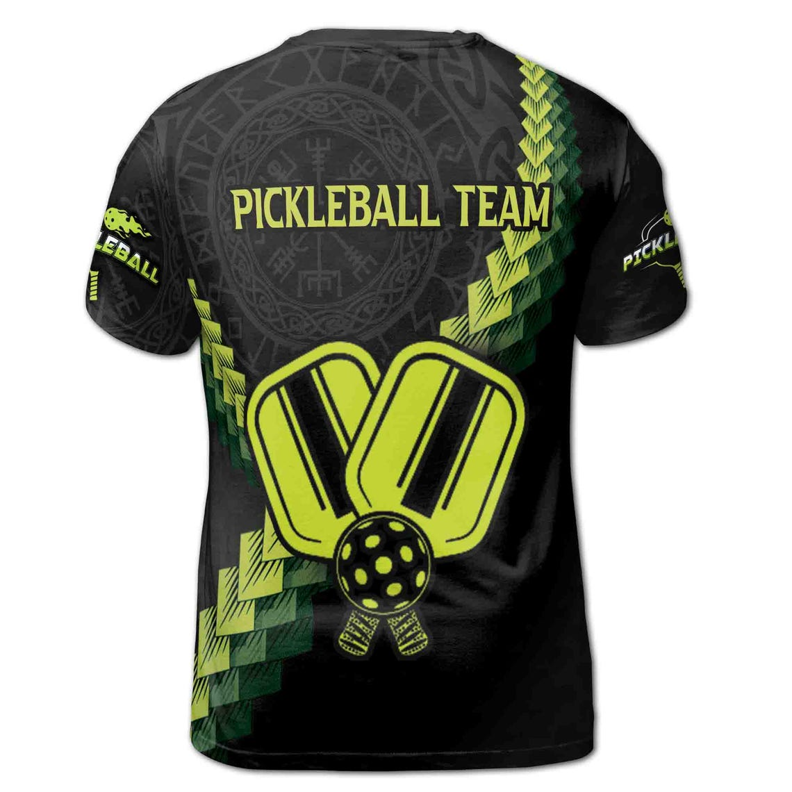 Personalized Name Team Viking Pattern Pickleball Lover 3D T-Shirt S-5XL