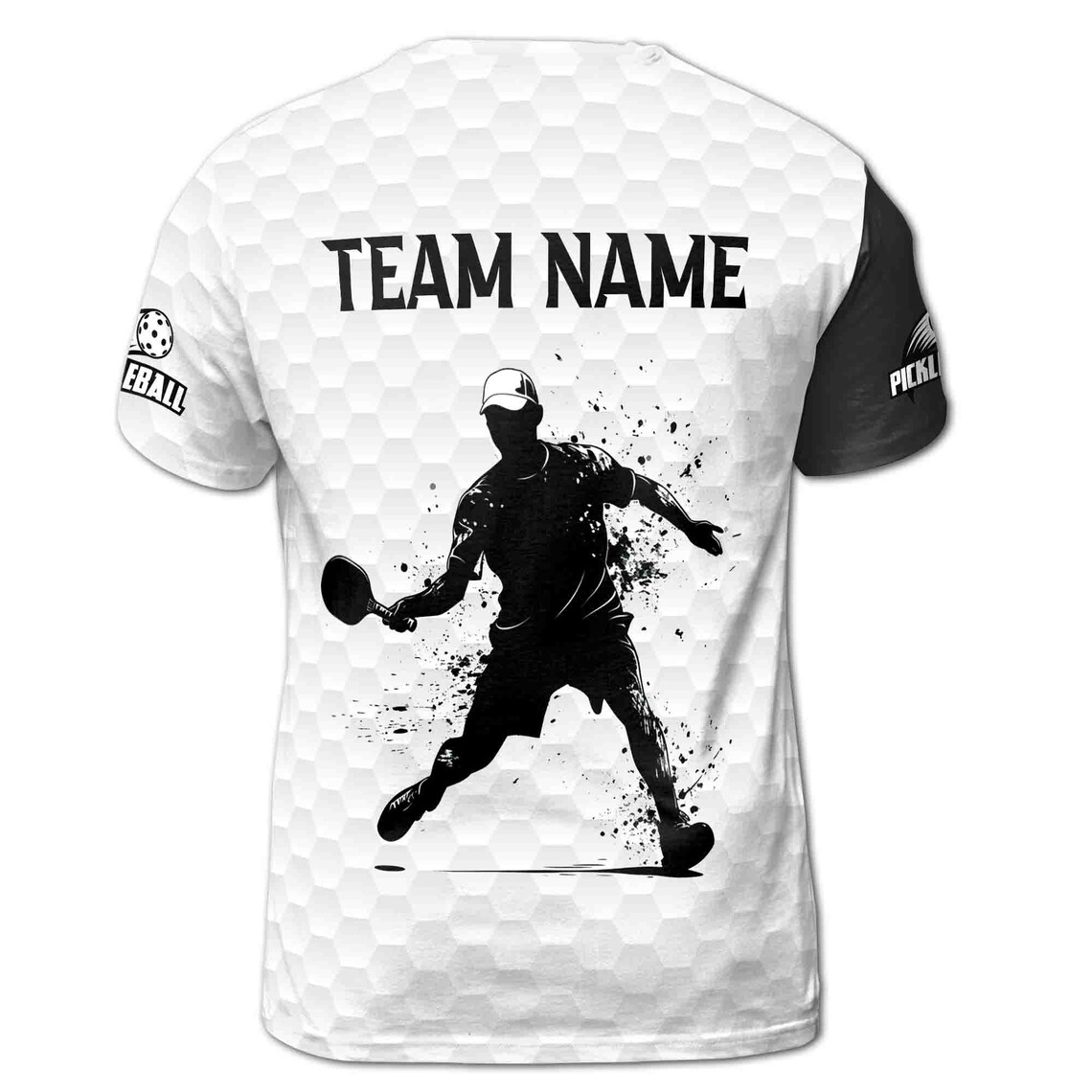 Personalized Name Team Silhouette Plays Pickleball Men's 3D T-Shirt S-5XL