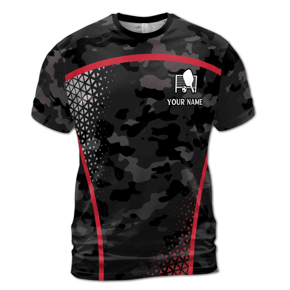 Customized Name Team Grunge Camo Pattern Pickleball Lover Men's 3D T-Shirt S-5XL