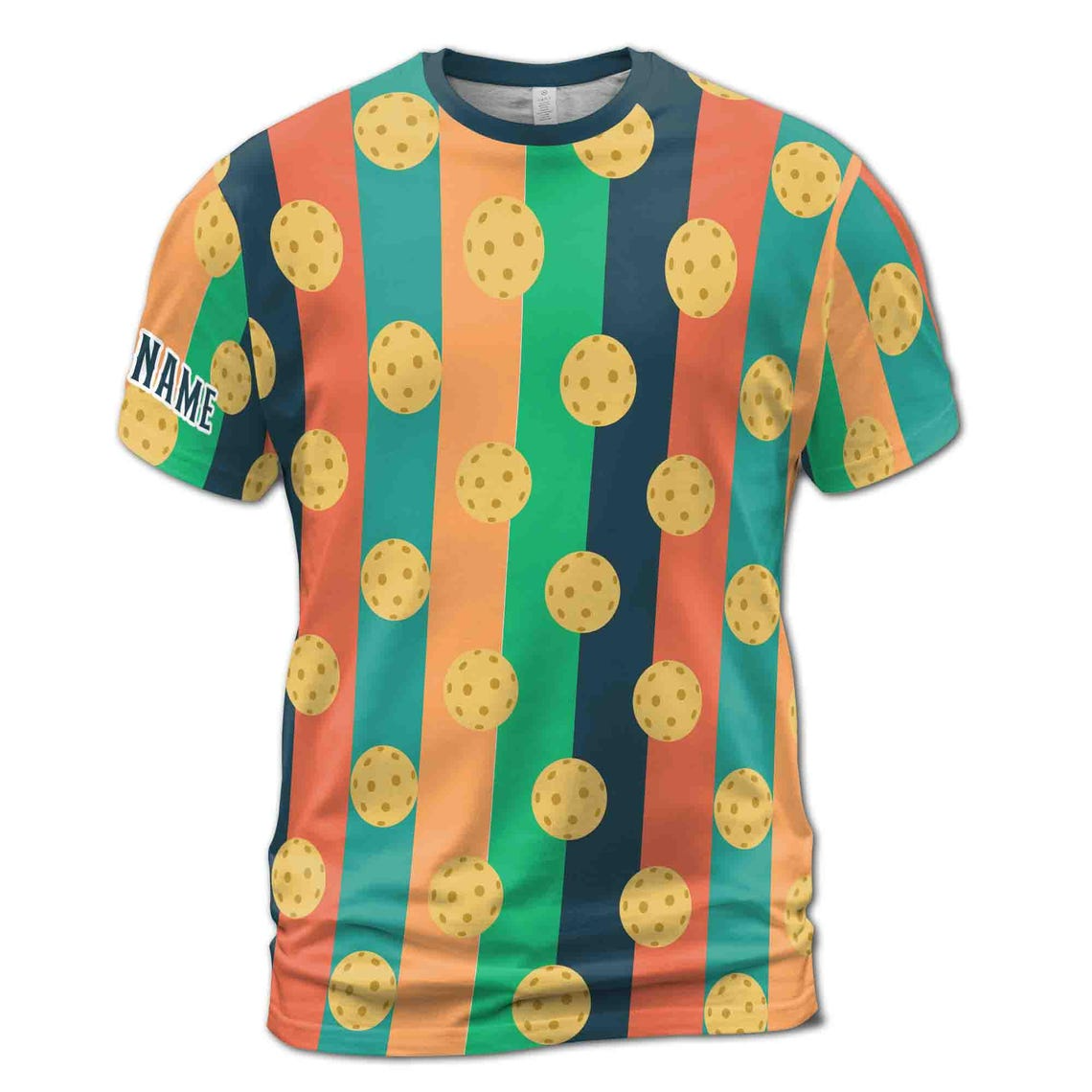 Customized Name Funny Retro Pickleball Pattern Men's 3D T-Shirt S-5XL
