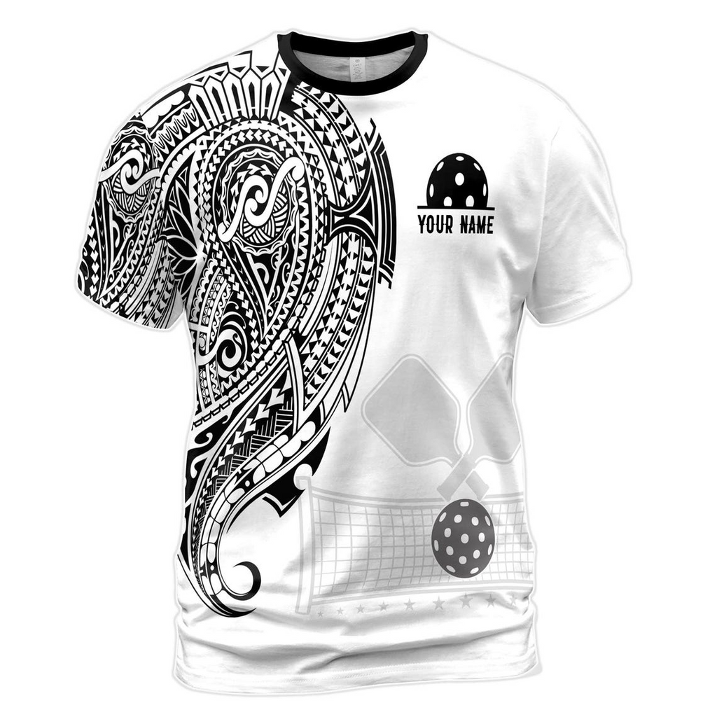 Customized Name Viking Tattoo Tribal Pattern Pickleball Men's 3D T-Shirt S-5XL
