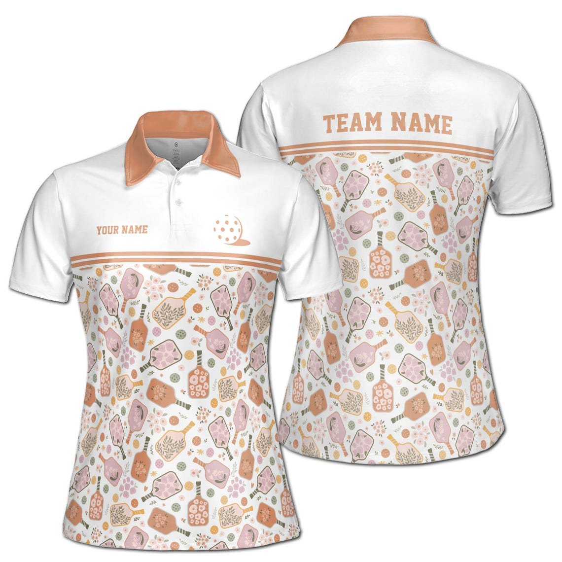 Customized Name Grain Color Pattern Pickleball Team Women's Polo Shirt (S-5XL)