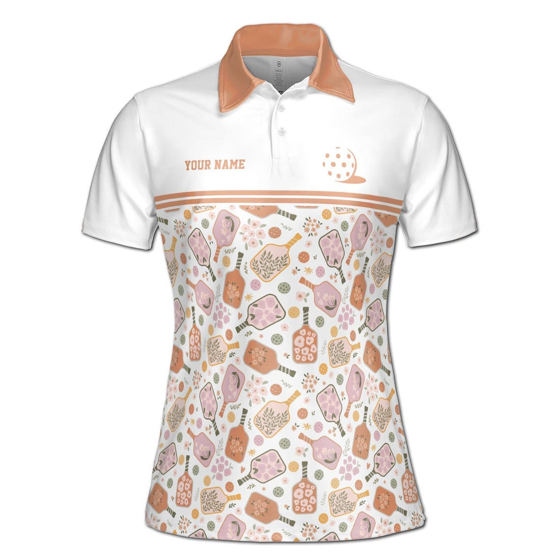 Customized Name Grain Color Pattern Pickleball Team Women's Polo Shirt (S-5XL)