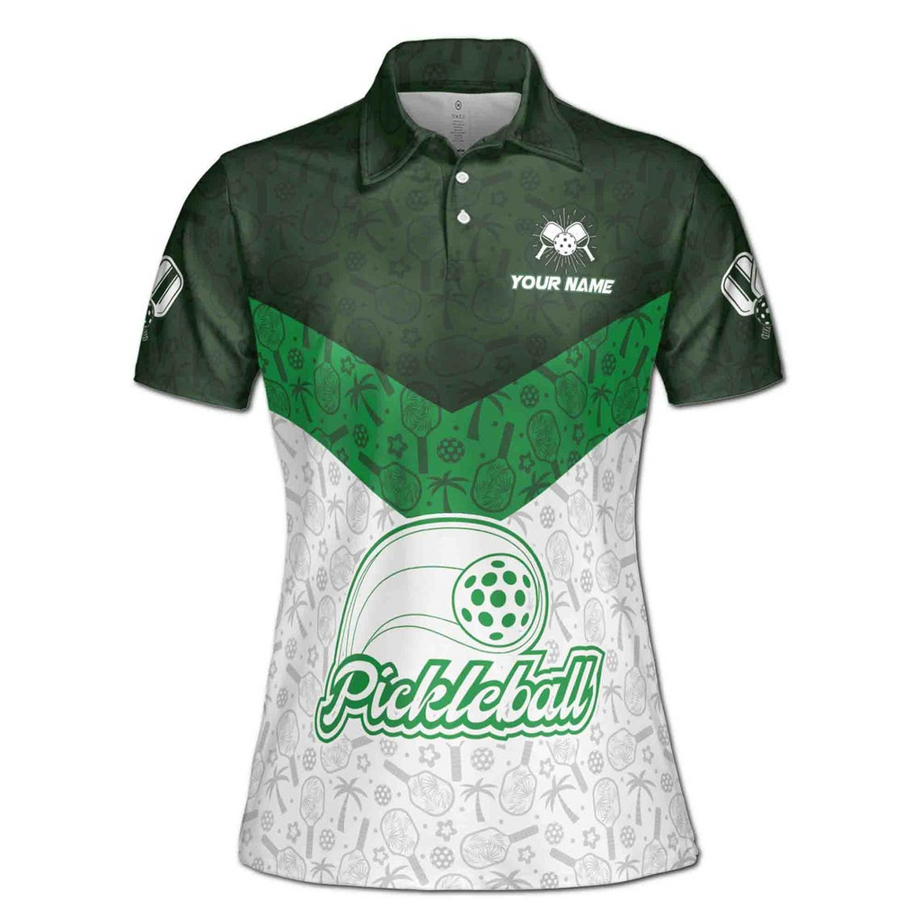 Custom Name Team Funny Hawaiian Pattern Pickleball Lover Women's Polo Shirt (S-5XL)