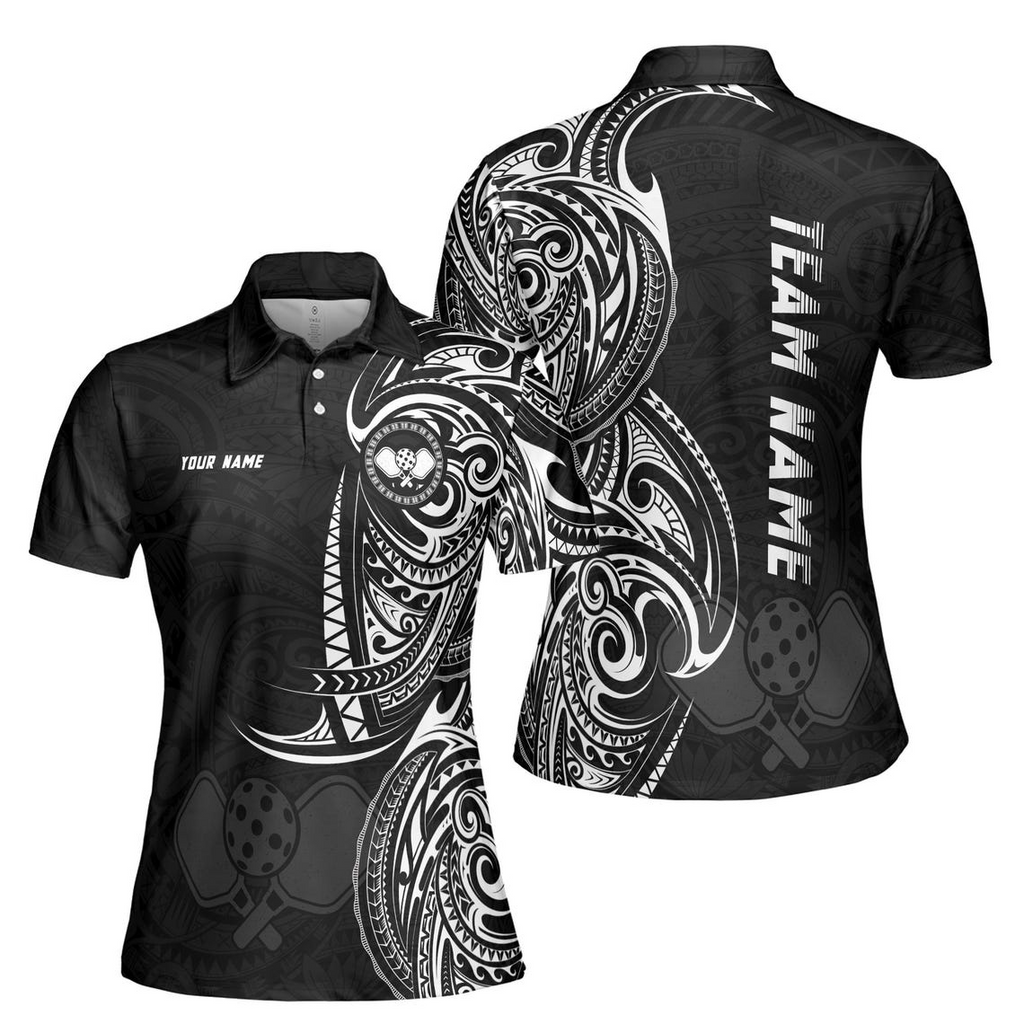 Customized Name Viking Ancient Tribal Pattern Pickleball Women's Polo Shirt (S-5XL)