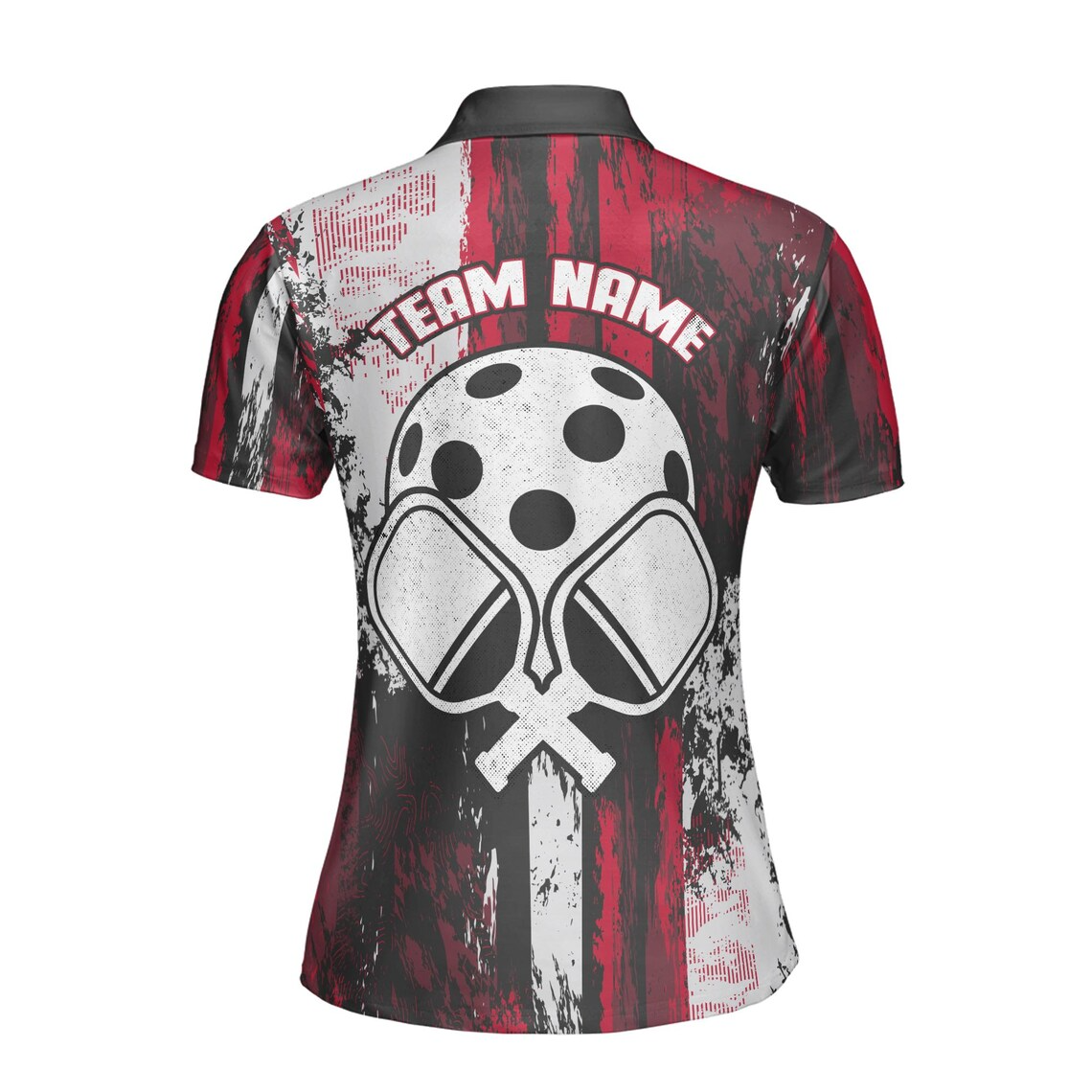 Custom Name Team Name Grunge Art Pickleball Player Women's Polo Shirt (S-5XL)