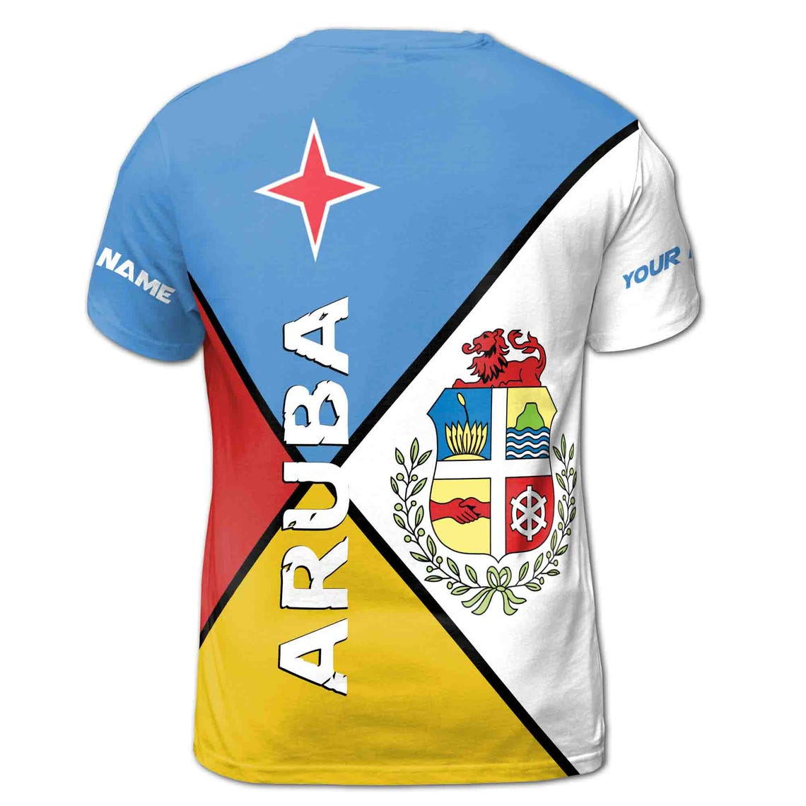 Custom Name Patriotic Aruba Coat Of Arms Men's 3D T-shirt S-5XL