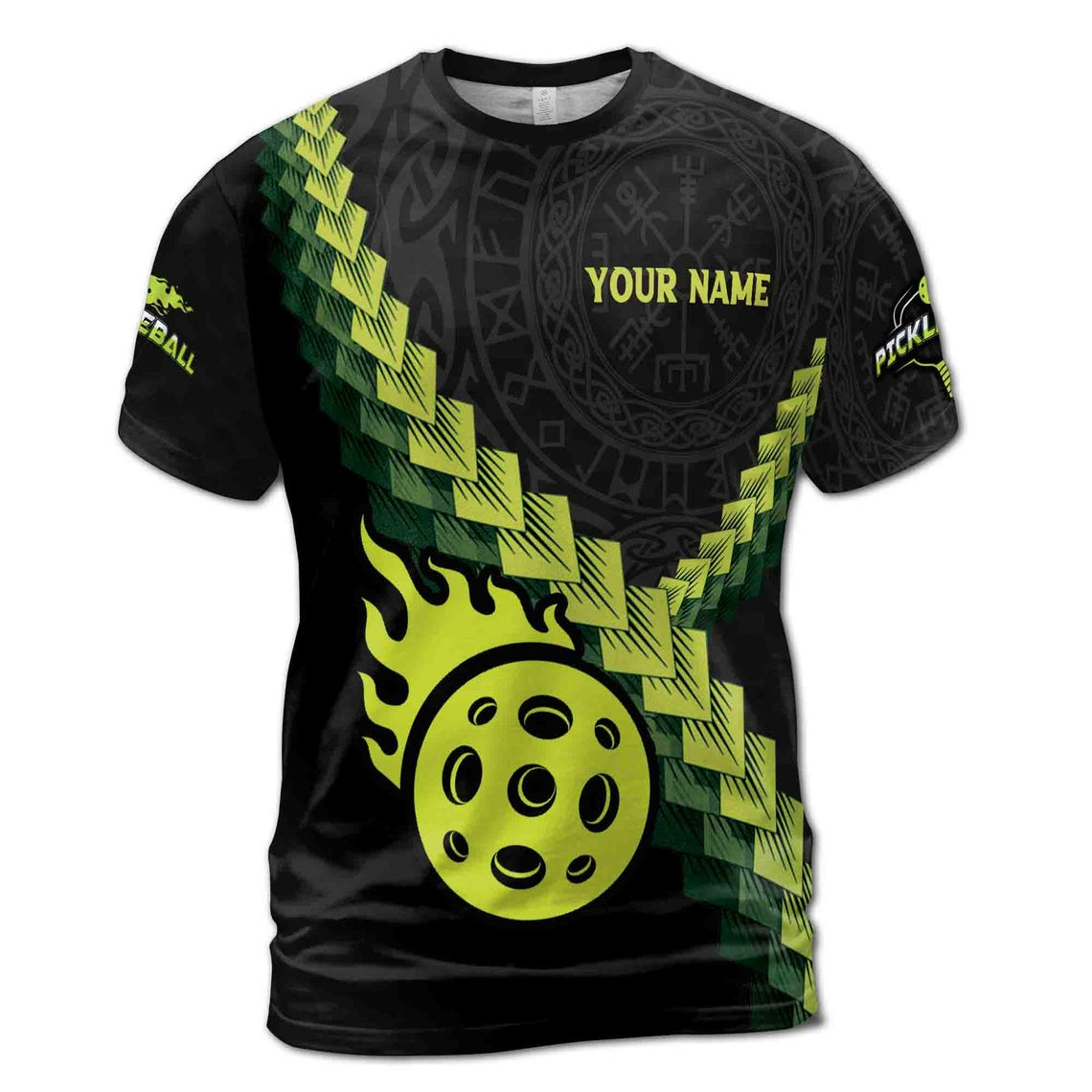 Personalized Name Team Viking Pattern Pickleball Lover 3D T-Shirt S-5XL
