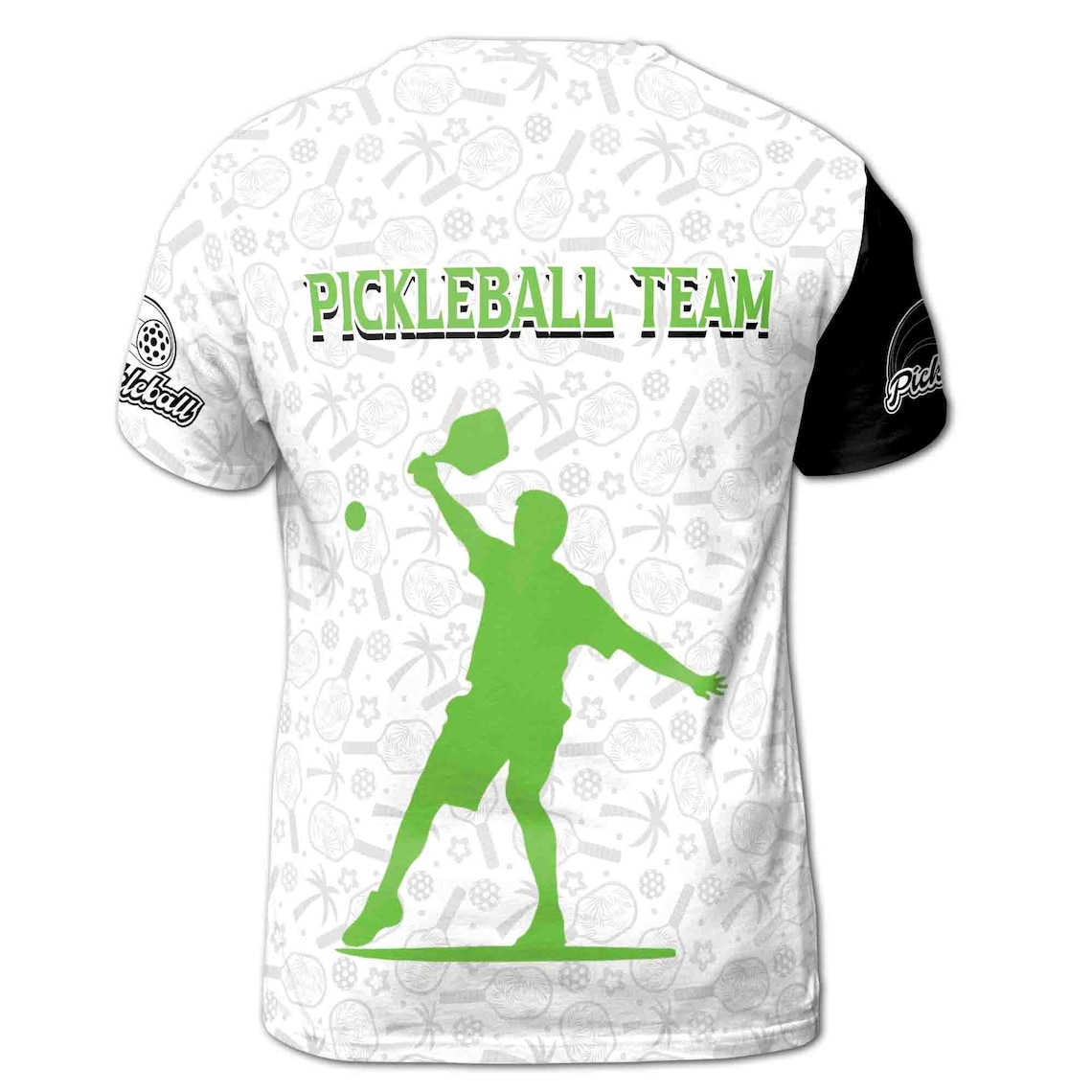 Customized Name Team Funny Pickleball Silhouette Pattern Men's 3D T-Shirt S-5XL